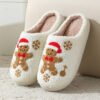Christmas Snowflake Gingerbread Slippers Winter Indoor Non-slip Floor Bedroom Fuzzy House Shoes For Women Home Slippers - Image 3