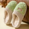 Solid Rhombic Letter Home Slippers Winter Warm Non-slip Floor Bedroom Plush Slipper For Couple House Shoes Women Men - Image 7