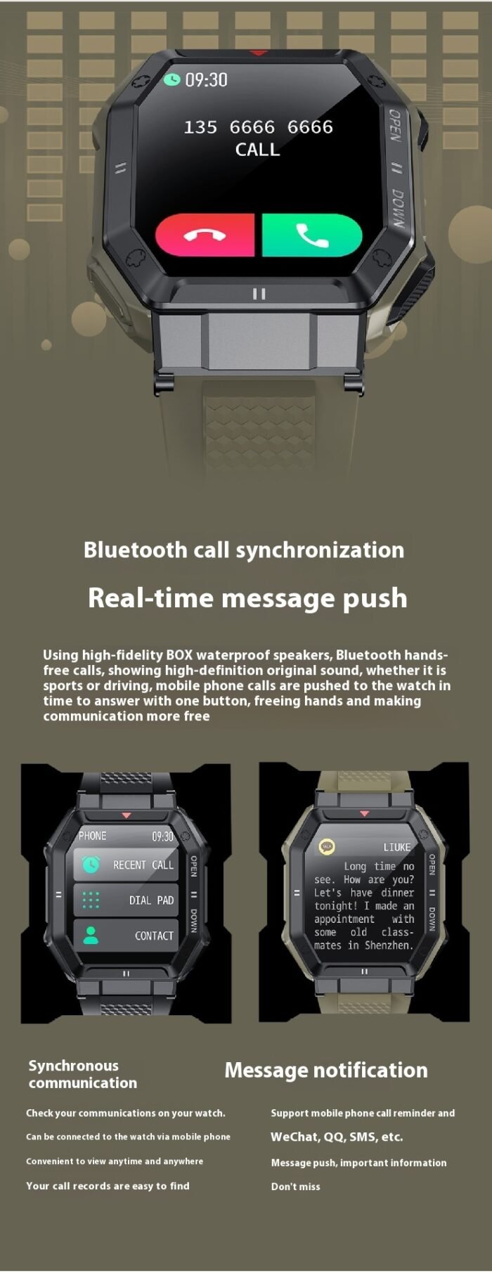K55 Smart Watch Bluetooth Calling Sports Heart Rate Blood Pressure Monitoring - Image 6