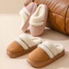 Fashion Warm Cotton Slippers For Women Leisure Thick Bottom Non-slip Plus-velvet House Shoes Winter Bedroom Floor Suede Slipper - Image 7