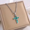 Fashion Jewelry European And American Ing Style Diamond Cross Necklace Unique No Color Fading - Image 5