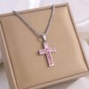 Fashion Jewelry European And American Ing Style Diamond Cross Necklace Unique No Color Fading - Image 6