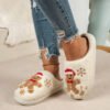 Christmas Snowflake Gingerbread Slippers Winter Indoor Non-slip Floor Bedroom Fuzzy House Shoes For Women Home Slippers - Image 2