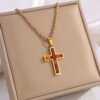 Fashion Jewelry European And American Ing Style Diamond Cross Necklace Unique No Color Fading - Image 7