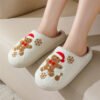 Christmas Snowflake Gingerbread Slippers Winter Indoor Non-slip Floor Bedroom Fuzzy House Shoes For Women Home Slippers - Image 4