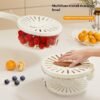 Fruit Drain Basket With Lid Vegetable Washing Bowl Foldable Handle Cleaning Colander Plastic Refrigerator Crisper Kitchen Box Kitchen Gadgets - Image 4