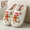 Christmas Snowflake Gingerbread Slippers Winter Indoor Non-slip Floor Bedroom Fuzzy House Shoes For Women Home Slippers