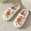 Christmas Snowflake Gingerbread Slippers Winter Indoor Non-slip Floor Bedroom Fuzzy House Shoes For Women Home Slippers - Image 8