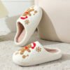 Christmas Snowflake Gingerbread Slippers Winter Indoor Non-slip Floor Bedroom Fuzzy House Shoes For Women Home Slippers - Image 5