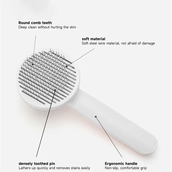 Cat Grooming Brush, Self Cleaning Slicker Brushes For Dogs Pet Hair Removal Comb Stainless Steel Needle Cat Brush Self Cleaning For Cats Dogs Hair Remover Scraper Pet Grooming Tool - Image 9