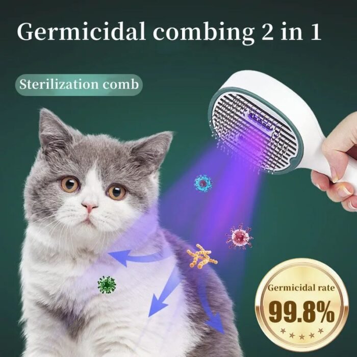 Cat Comb Dog Hair Remover Brush UVC Sterilization Pet Grooming Slicker Needle Comb Removes Tangled Self Cleaning Pet Supplies - Image 1