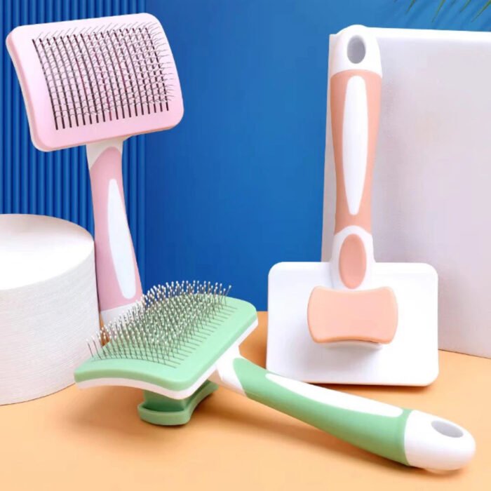 Self Cleaning Slicker Brush For Dogs, Cats Pets-One Click Cleaning Function-Gentle Effective Cat, Pet Dog Hair Remover-Dog Grooming Accessories For Small, Medium Large Dogs - Image 1
