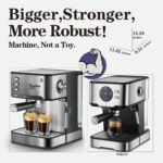 20 Bar Professional Espresso Machine With Milk Frother, Single & Double Shot, ESE Pod Compatible, Visual Display Of Pressure, Removable Water Tank For Cappuccino, Latte, Machiato For Home Barista - Image 9