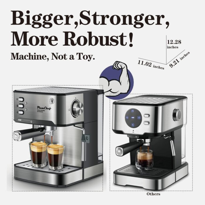 20 Bar Professional Espresso Machine With Milk Frother, Single & Double Shot, ESE Pod Compatible, Visual Display Of Pressure, Removable Water Tank For Cappuccino, Latte, Machiato For Home Barista - Image 9