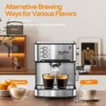 20 Bar Professional Espresso Machine With Milk Frother, Single & Double Shot, ESE Pod Compatible, Visual Display Of Pressure, Removable Water Tank For Cappuccino, Latte, Machiato For Home Barista - Image 2