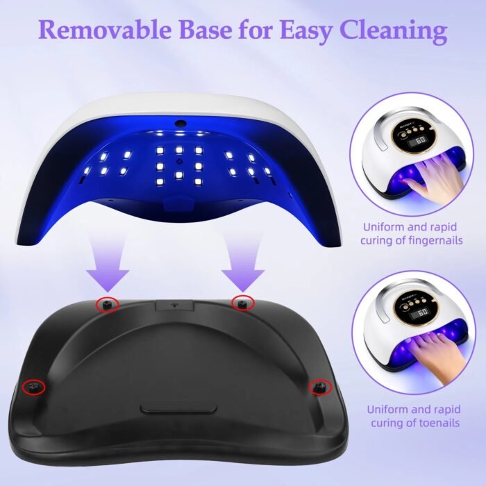 YEVYO 180W UV LED Nail Lamp With 3 Timers And Automatic Sensor Professional Nail Light - White - Image 8