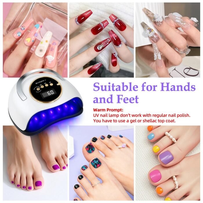 YEVYO 180W UV LED Nail Lamp With 3 Timers And Automatic Sensor Professional Nail Light - White - Image 3