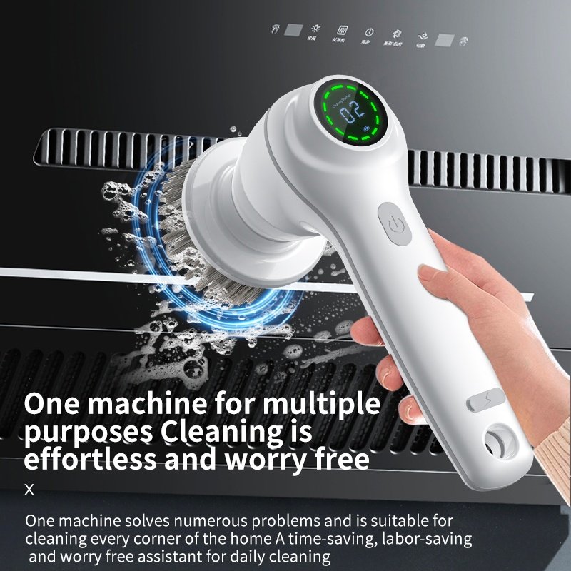 1929837803760521216.jpg Electric Spin Scrubber, Cordless Shower Scrubber With Battery Level Display, 2 Speeds Electric Scrubber For Cleaning With 6 Replaceable Heads, Cleaning Brush For Bathroom,Sink,Window - Image 1