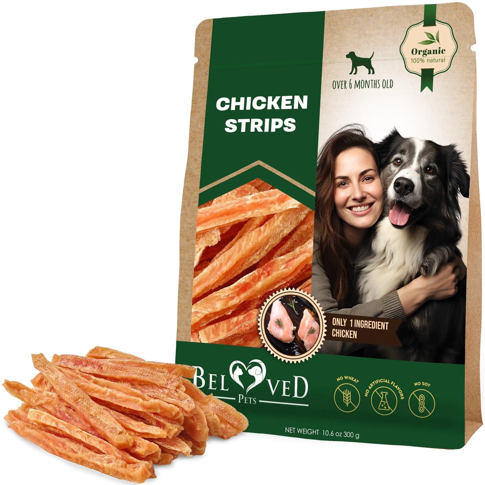 5bdc45cd-f1e7-4677-9a18-d92bd4814ea2.jpg Chicken Strips Dog Treats Human Grade Meat Sticks Grain Free Chews 10.6 Oz - Image 1
