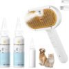 Universal Pet Steam Brush For Cats And Dogs 3-in-1 Spray Hair Removal Comb With Waterless Shampoo And Ear Towel,Tiktok, Amazon, Walmart Banned
