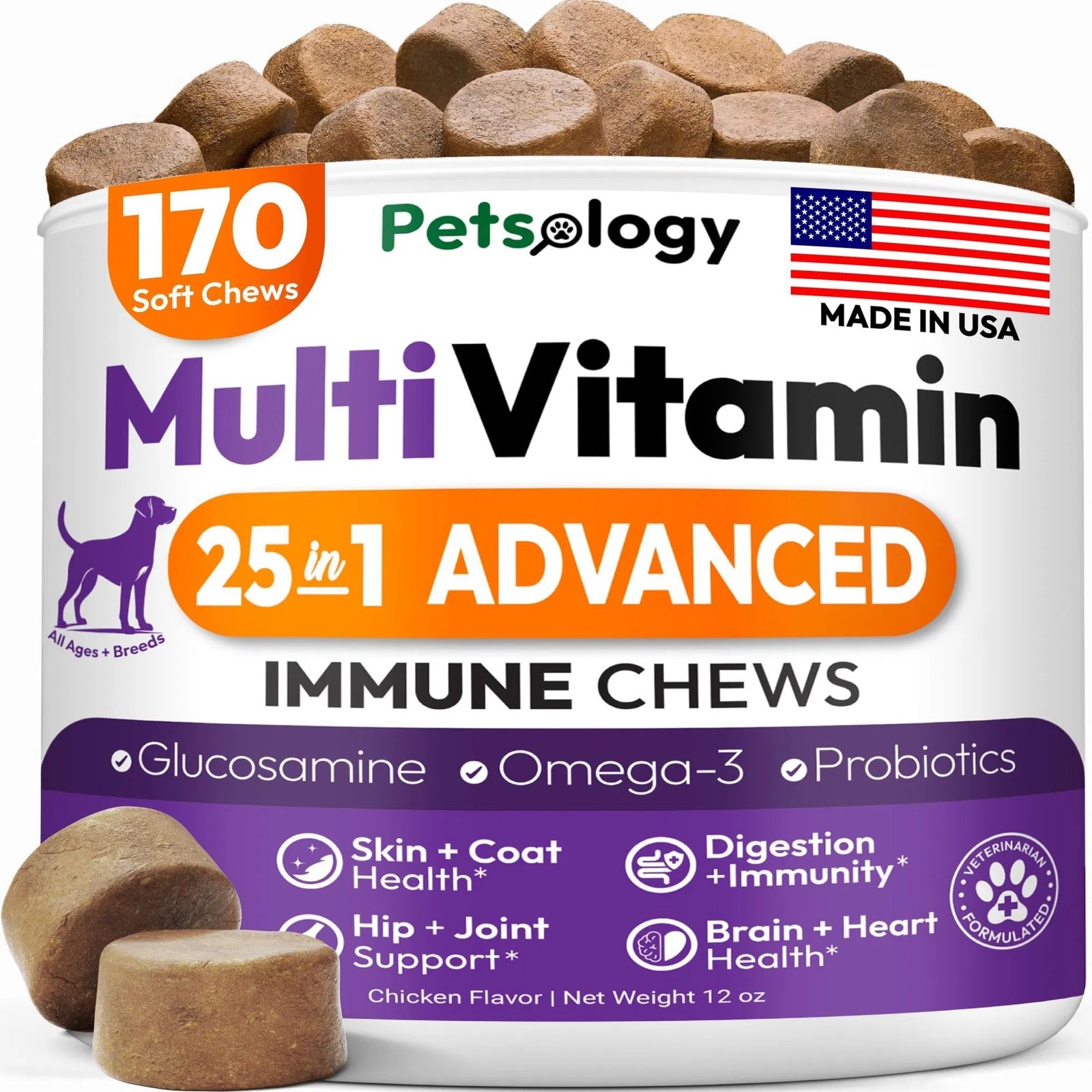 c4731235-af0b-417e-ba57-4e1c9ab28f00.jpg Dog Multivitamin Chewable Dog Vitamins And Supplements With Glucosamine 170 Chews Hip & Joint Pet Immune Support Skin & Coat Gut & Heart Health Senior & Puppy Multivitamin Pet Supplement - Image 1