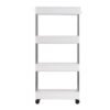 4 Tier Slim Storage Cart Mobile Shelving Unit Organizer Slide Out Storage Rolling Utility Cart Tower Rack For Kitchen Bathroom Laundry Narrow Places, Plastic & Stainless Steel, White - Image 3